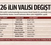 26 İlin Valisi Değişti…